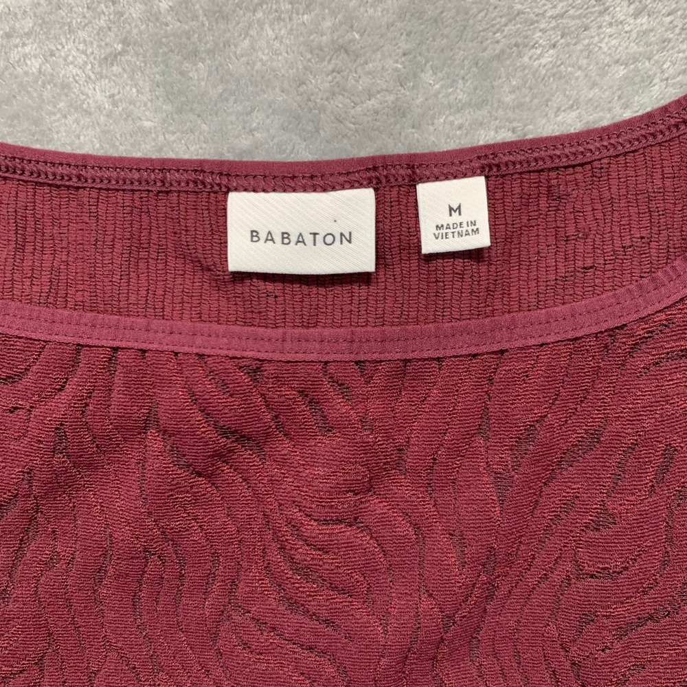 Babaton Red Textured Bodysuit Medium Sleeveless Square Neck Minimalist Aritzia - Picture 2 of 14